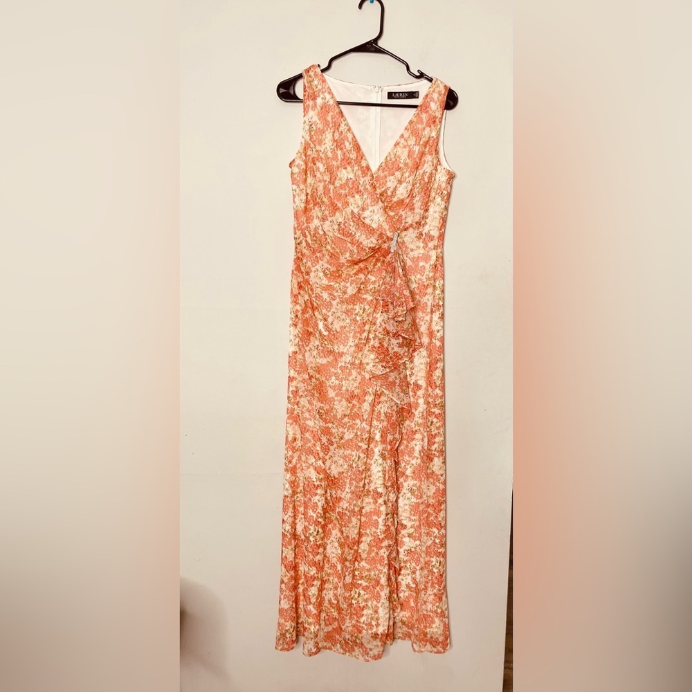 Lauren Ralph Lauren Floral Ruffle-Trim Georgette Gown - Picture 3 of 14